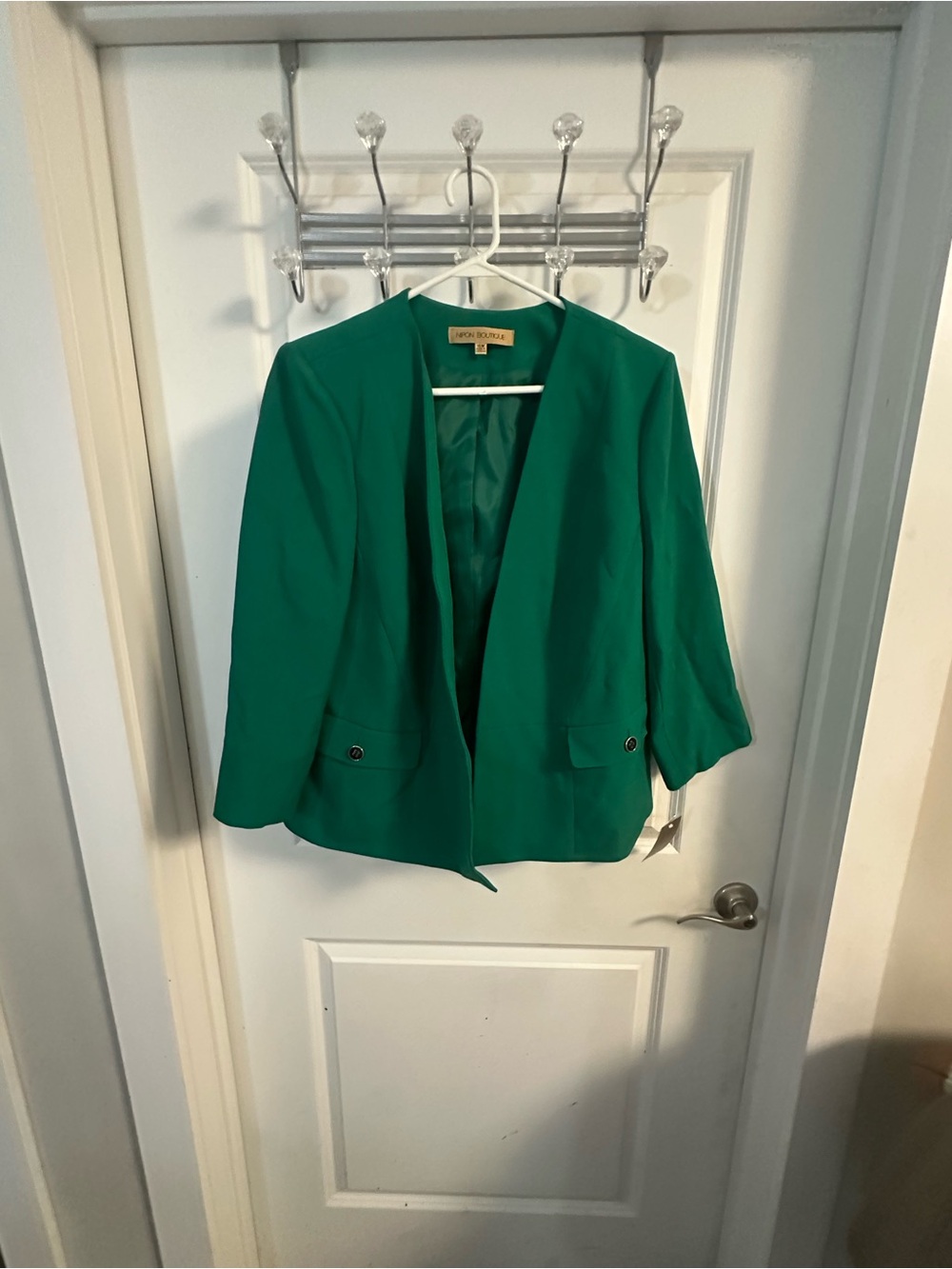 Nicole Miller Emerald Green Open-Front Blazer
